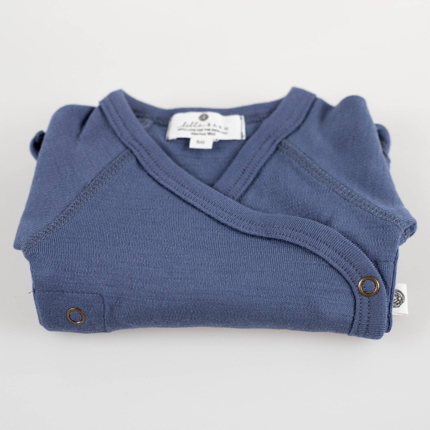 Lille Barn Long Sleeve Wool Wrap Bodysuit — Merino Wool - Vintage Indigo