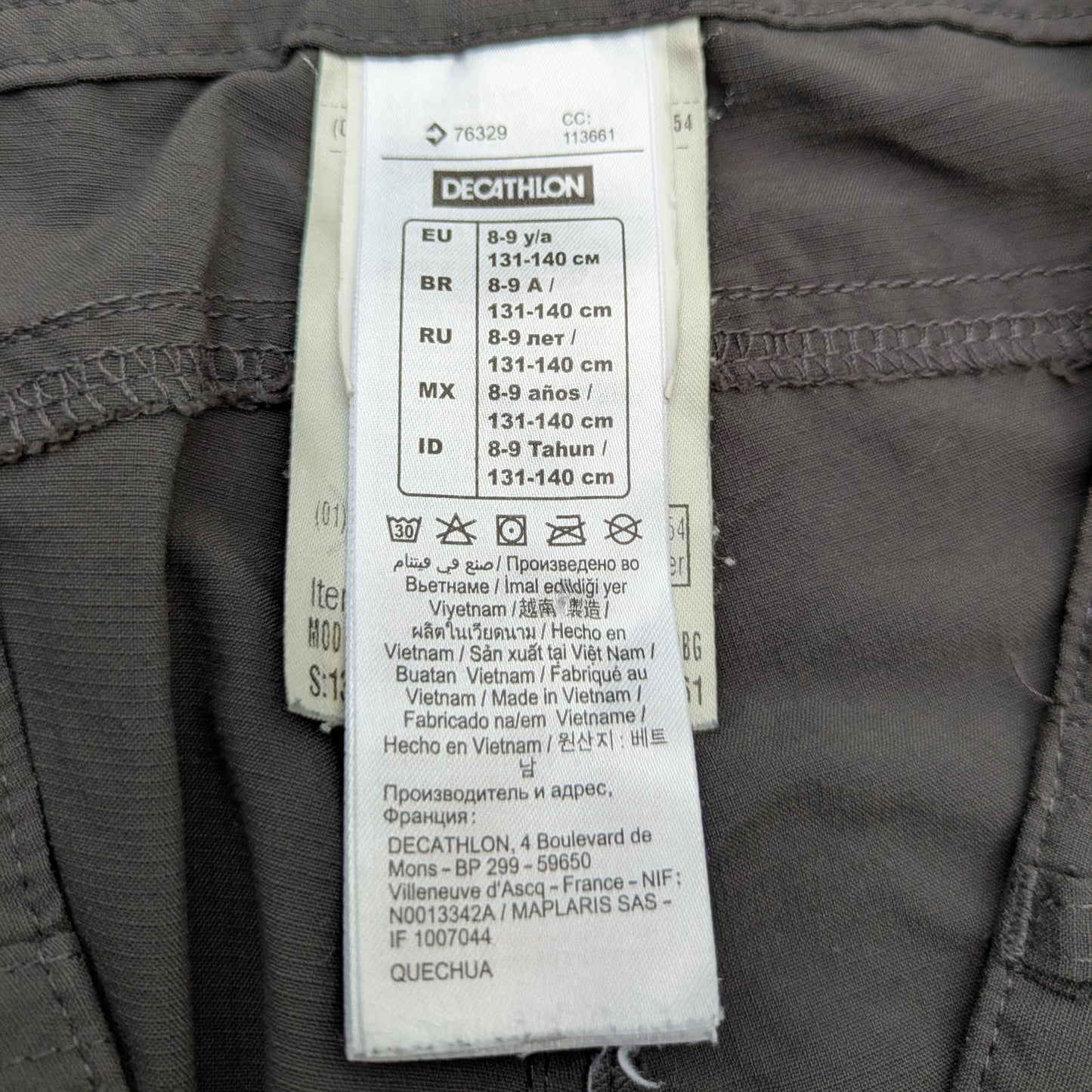 Quechua zip-off trousers - 8-9 yrs / 131-140cm