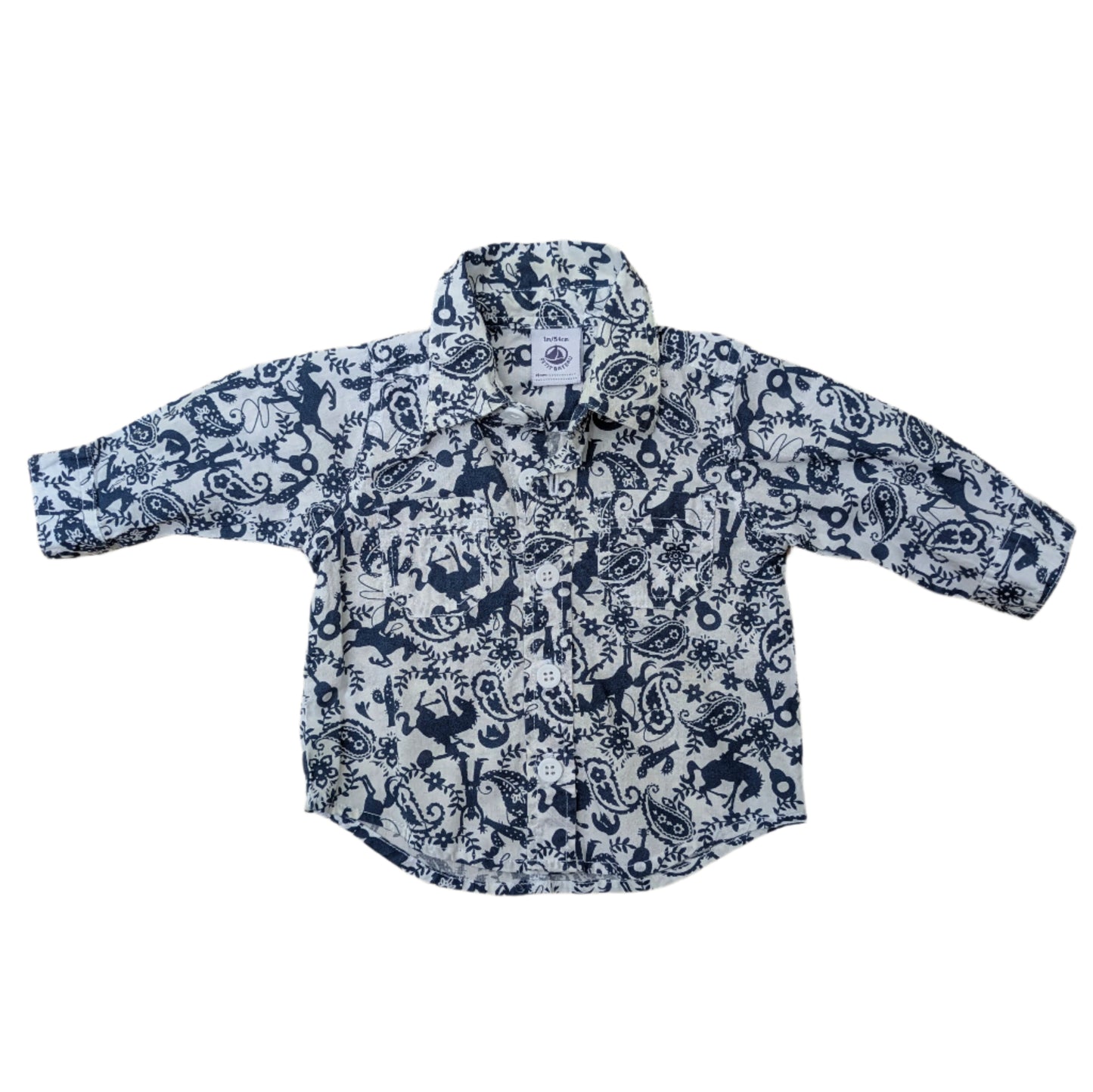 Petit Bateau button-up shirt - 1 mo / 54cm