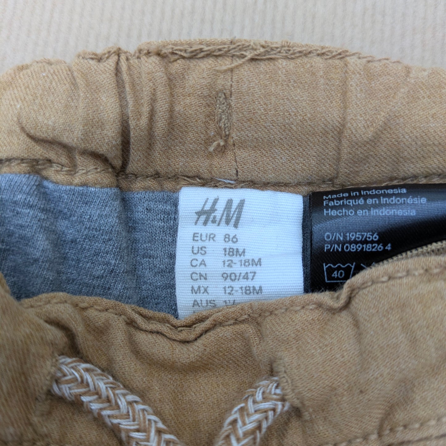 H&M cotton lined pants - 18 mo