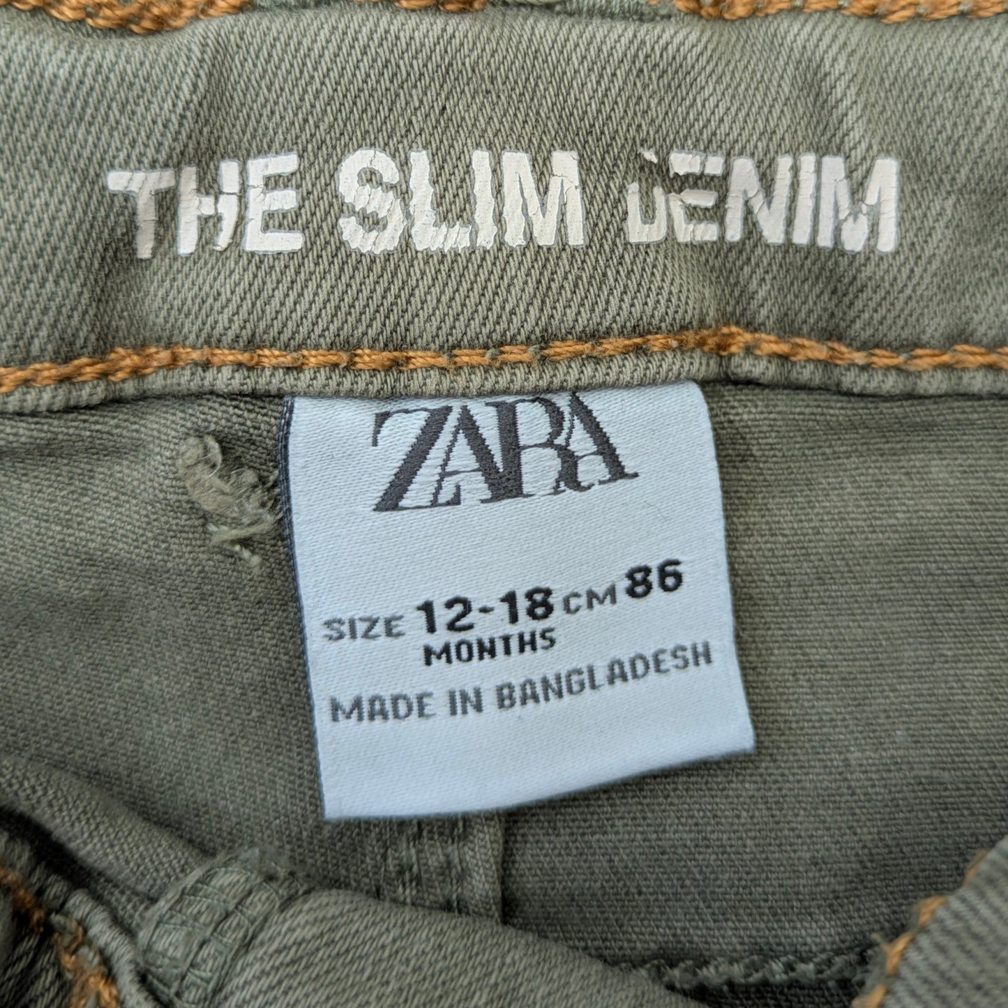 Zara green denim trousers - 12-18 mo / 86 cm