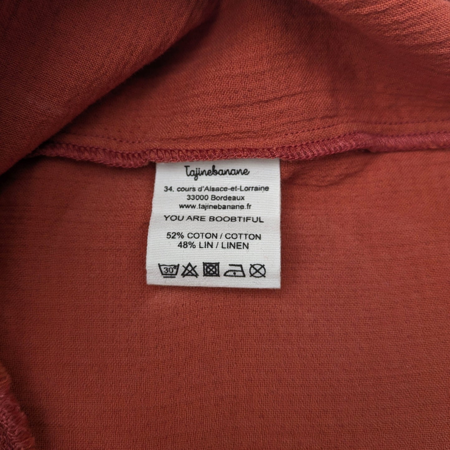 Tajine Banane Maternity and Nursing shirt - linen/cotton - sienna -Size S