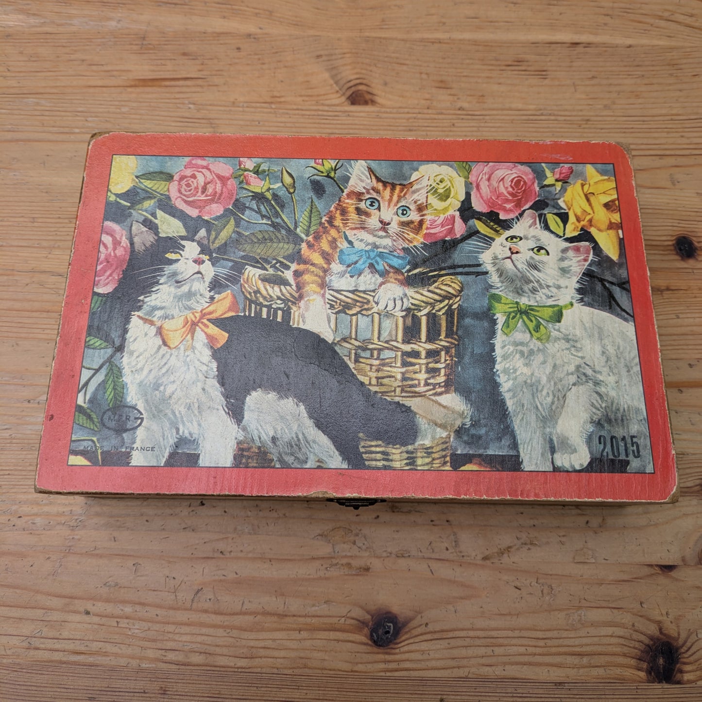 MFR Vintage wooden puzzle block game with kittens