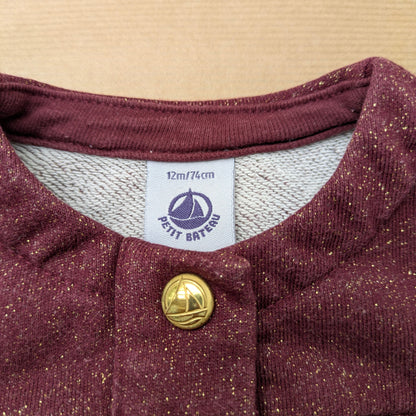 Petit Bateau button up jumper - 12 mo / 74cm