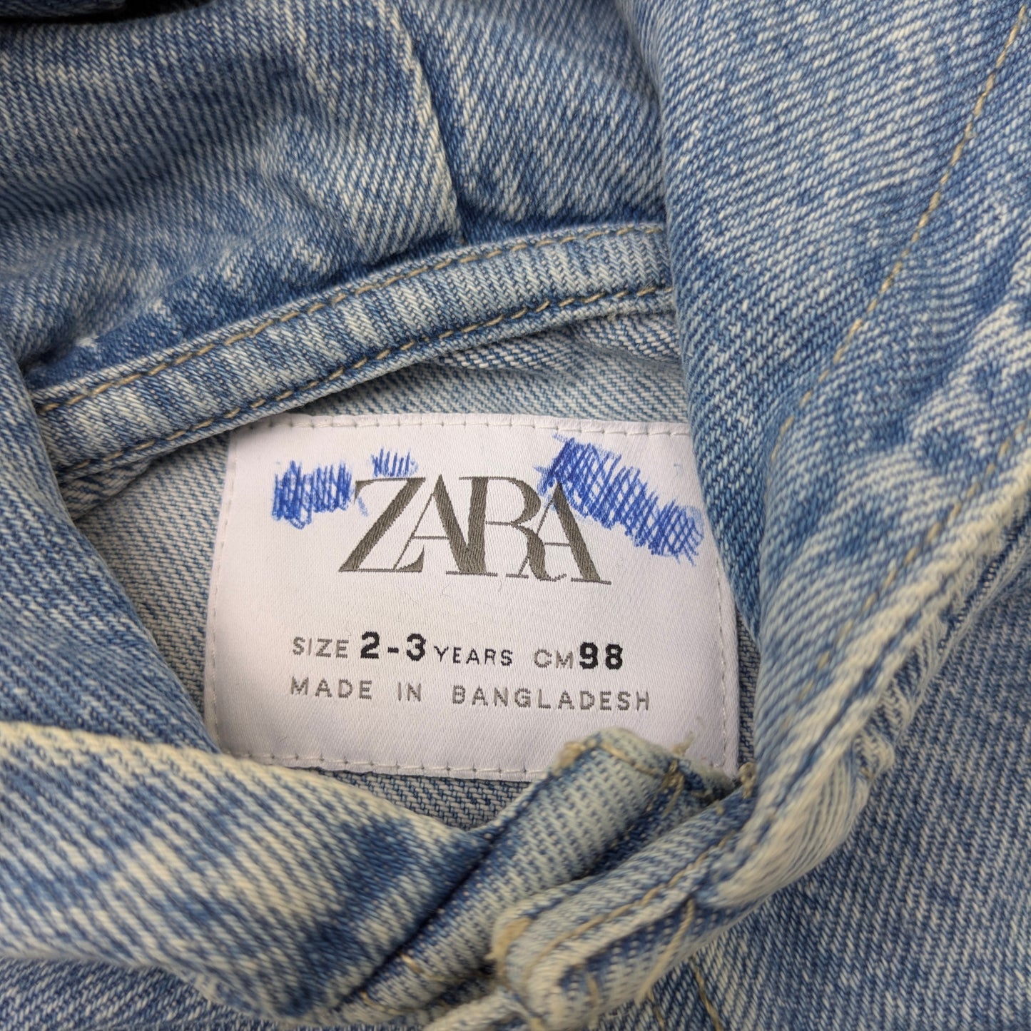Zara hooded jean jacket- 2-3 yrs / 98 cm
