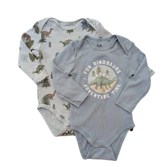 C&A two dinosaur onesies - 12-18 mo / 86 cm