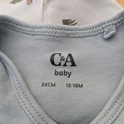 C&A two dinosaur onesies - 12-18 mo / 86 cm