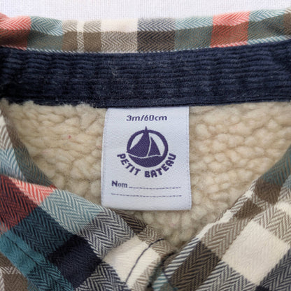 Petit Bateau fleece-lined shirt / coat - 3 mo