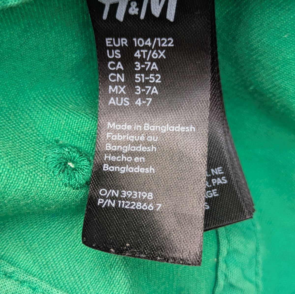 H&M Green Hat - 3-6 yrs / 104-122