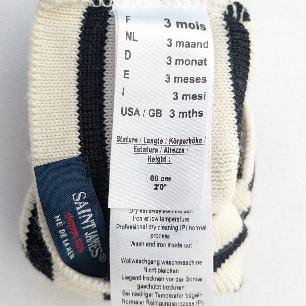 Saint James baby hat 3 mo