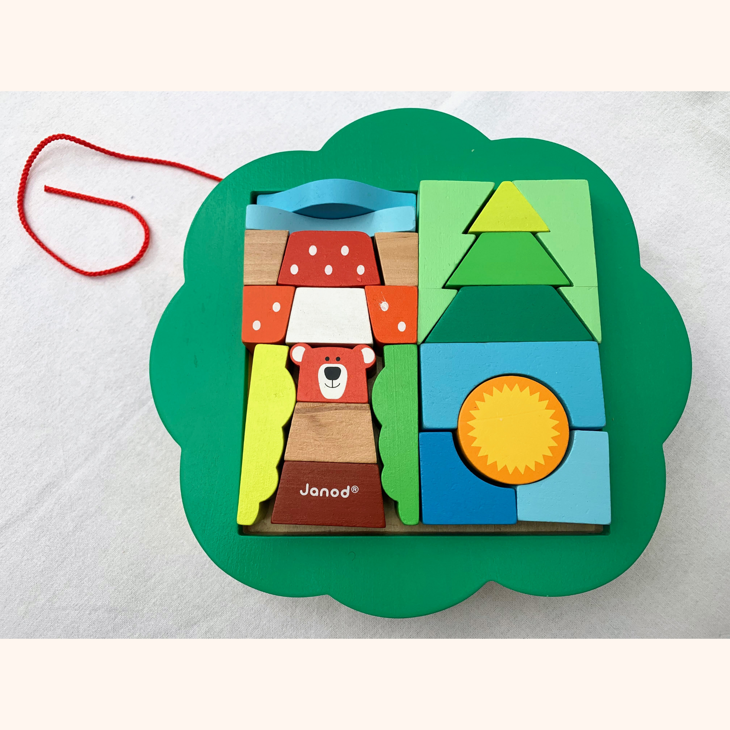 Janod wooden pull-along puzzle blocks