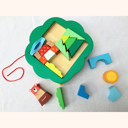 Janod wooden pull-along puzzle blocks